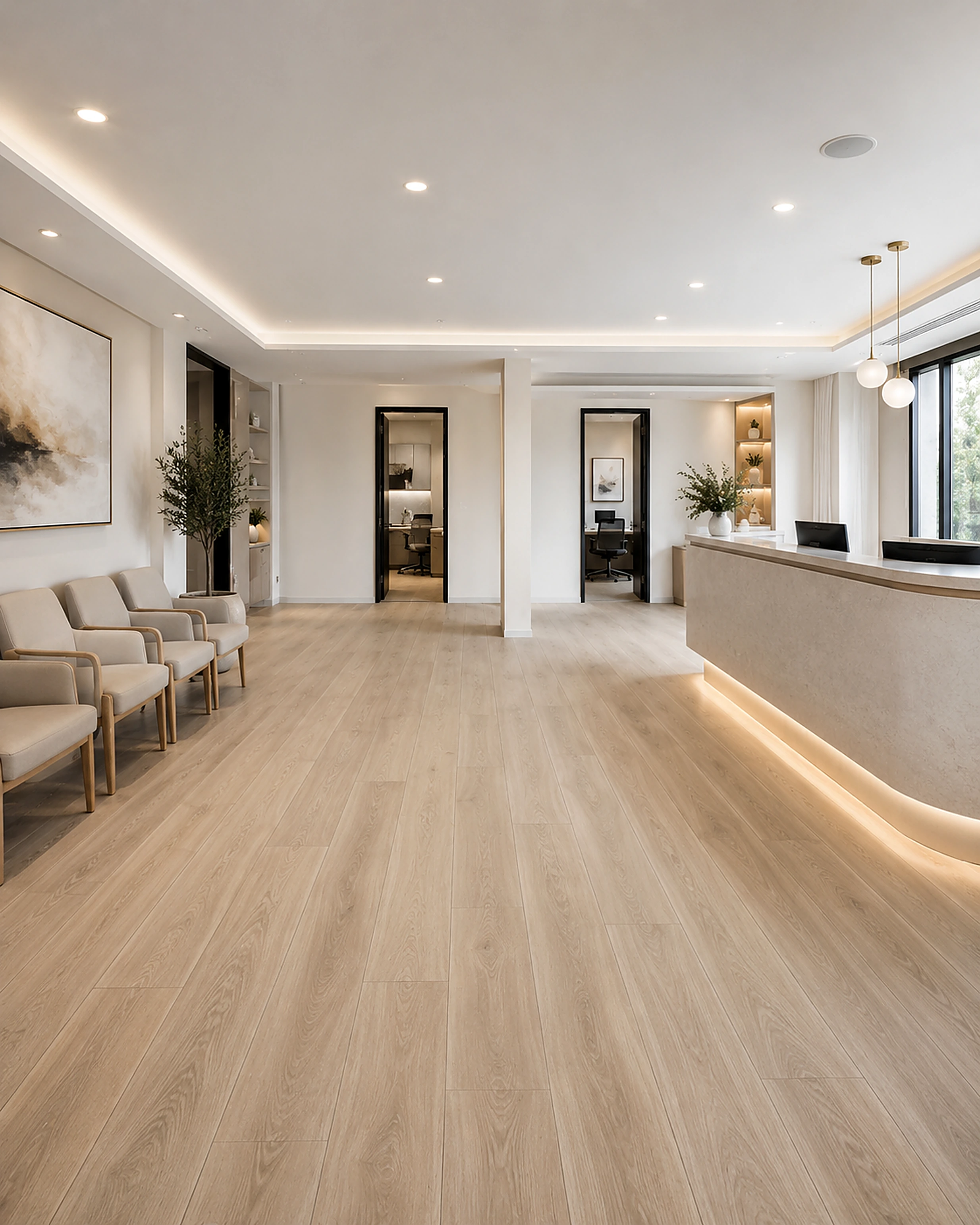 The completed medical clinic reception and waiting area after the Franca Fitouts fitout